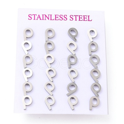 Tarnish Resistant 304 Stainless Steel Greek Alphabet Stud Earrings STAS-D007-07P-17-1