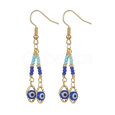 Glass Evil Eye Dangle Earrings EJEW-JE05485-1