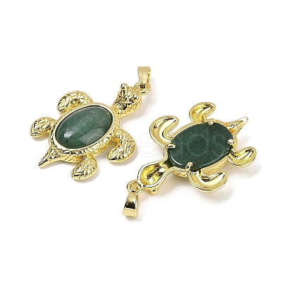 Natural Green Aventurine & Brass Pendants KK-F887-01G-20-1