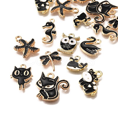 18Pcs 9 Styles Alloy Enamel Pendants ENAM-FP0002-35-1