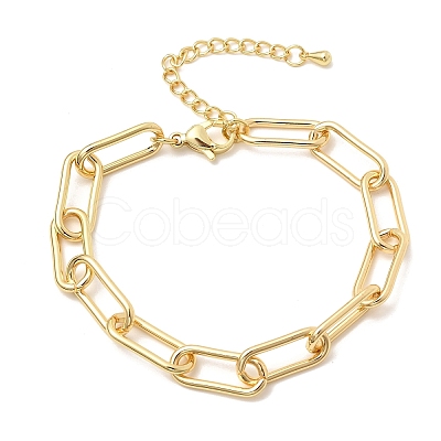 Brass Paperclip Chain Bracelets for Women LS-BJEW-H639-09G-1