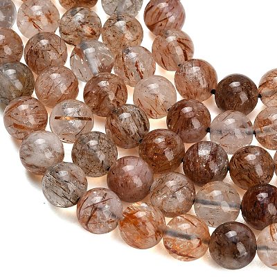 Natural Black Gold Rutilated Quartz Beads Strands G-L657-B02-8mm-1