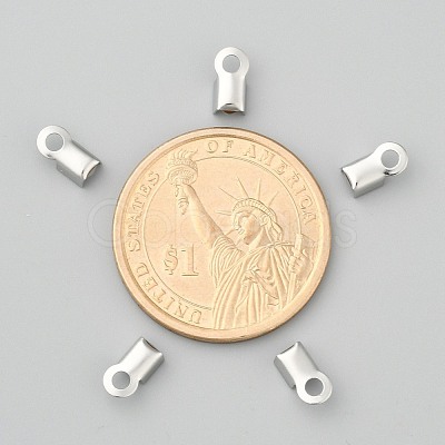 Tarnish Resistant 304 Stainless Steel Fold Over Crimp Cord Ends STAS-M009-01A-1