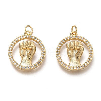 Brass Micro Pave Clear Cubic Zirconia Pendants X1-ZIRC-H107-01G-1