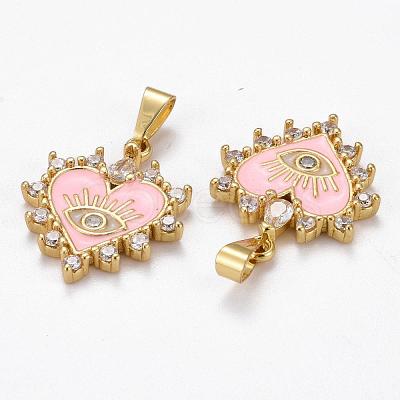Brass Clear Cubic Zirconia Pendants ZIRC-J025-67G-01-1