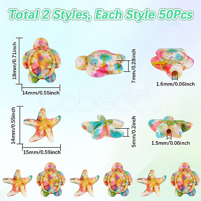 100Pcs 2 Styles Synthetic Turquoise Dyed Beads G-SC0003-28B-1