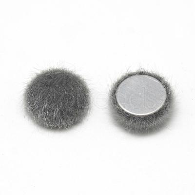 Faux Mink Fur Covered Cabochons WOVE-S084-18I-1