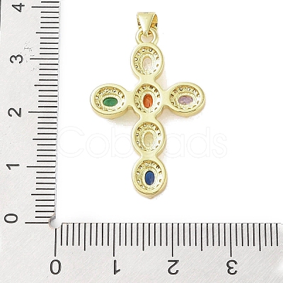 Golden Brass Micro Pave Random Color Cubic Zirconia Pendants KK-A209-07A-G-1