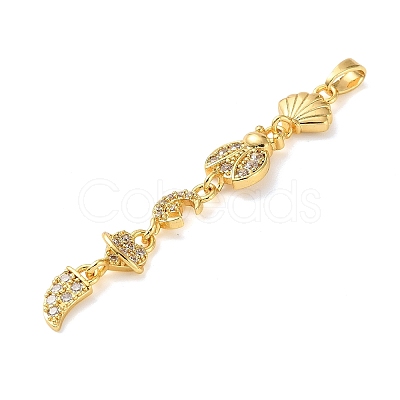 Brass Micro Pave Clear Cubic Zirconia Pendants KK-D101-01A-G-1