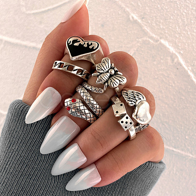Alloy & Enamel Cuff Rings/Finger Rings FS-WGAFE84-02-1