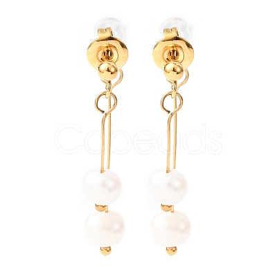 304 Stainless Steel Round Tassel Stud Earrings EJEW-K268-89G-1