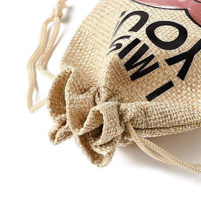 12Pcs 12 Styles Valentine's Day Printed Rectangle Burlap Cloth Packing Pouches ABAG-U006-02A-1