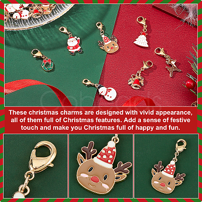 28Pcs 7 Style Christmas Theme Alloy Enamel Pendants HJEW-GA0001-15-1
