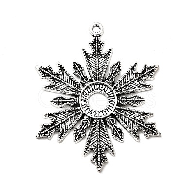 Snowflake Tibetan Style Alloy Pendant Cabochon Open Back Settings TIBEP-S295-62AS-RS-1