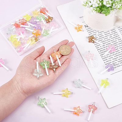 Nbeads 40Pcs 10 Colors Resin Pendants RESI-NB0001-73-1