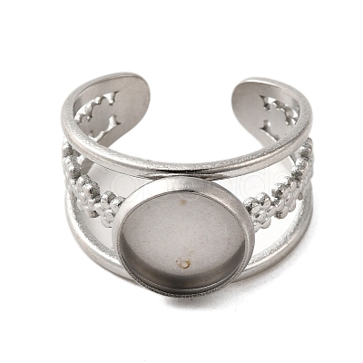 304 Stainless Steel Cuff Ring Components X-STAS-V012-01A-P-1