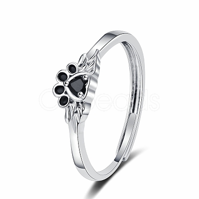 Brass Micro Pave Cubic Zirconia Adjustbale Finger Rings for Women PW-WG17DE1-01-1