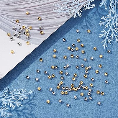 100Pcs 2 Color 304 Stainless Steel Beads STAS-UN0036-81-1