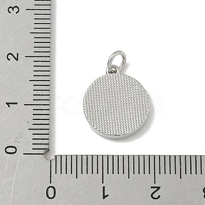 Brass Pave Natural Shell Flat Round with Letter Charms KK-Z115-13P-D-1