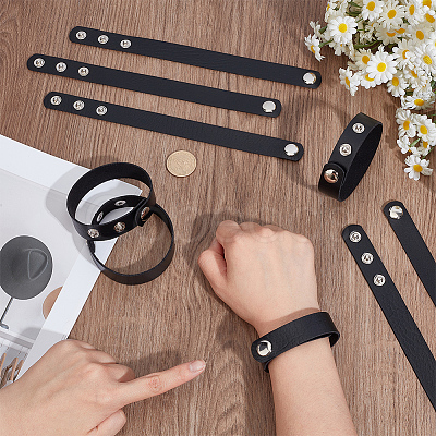 18Pcs PU Leather Snap Bracelets for Women Men BJEW-CY0001-13B-1