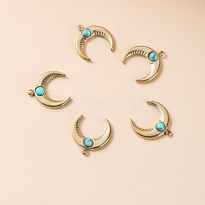Bohemia Style Synthetic Turquoise Moon Charms BOHO-PW0001-060A-01-1