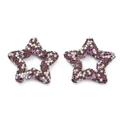 Star Shape Polymer Clay Rhinestone Beads CLAY-NH0001-06F-1