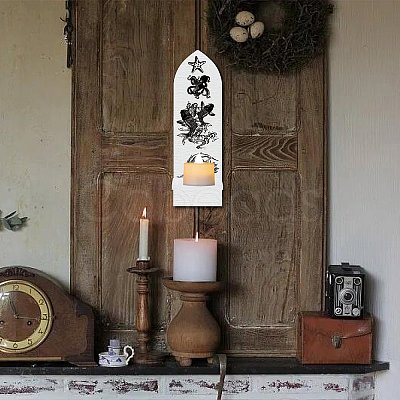 Boho Style Wall Mounted Wood Candle Holder Stand AJEW-WH0378-004-1