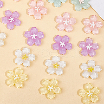 40pcs Sakura Series Opaque Resin Cabochons CRES-SP0001-17-1