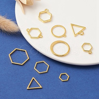 10Pcs Alloy Open Back Bezel Pendants and Links PALLOY-YWC0002-01G-1