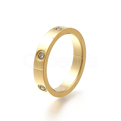 304 Stainless Steel Crystal Rhinestone Finger Rings for Women RJEW-B120-02G-1
