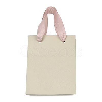 Paper Gift Tote Bags with Pink Ribbon Handles ABAG-K004-03-1