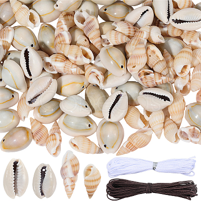 DIY 100Pcs 2 Styles Natural Shell Pendants Necklaces Making Kits DIY-SC0033-11-1