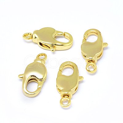 Brass Lobster Claw Clasps KK-F764-15G-1