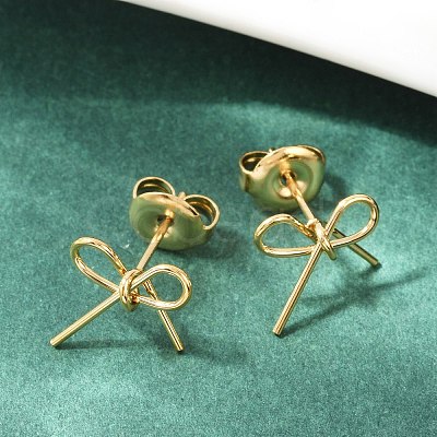 Ion Plating(IP) 304 Stainless Steel Stud Earrings EJEW-G395-26G-1