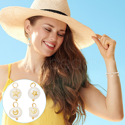 16Pcs 4 Styles Natural Cultured Freshwater Pearl Flat Round Pendants PALLOY-UN00033-1