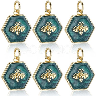 6Pcs Brass Enamel Charms KK-BBC0020-70-1