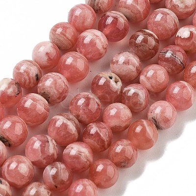 Natural Argentina Rhodochrosite Beads Strands G-D864-14-6mm-A-1