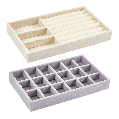 Fingerinspire 2 Pcs 2 Styles Flocking Jewelry Trays DJEW-FG0001-11-1