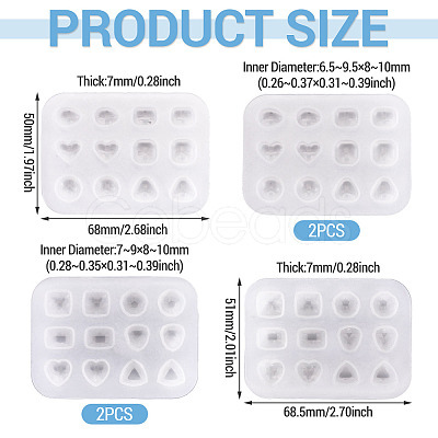 4Pcs 2 Styles DIY Earring Silicone Molds DIY-TADJ0001-17-1