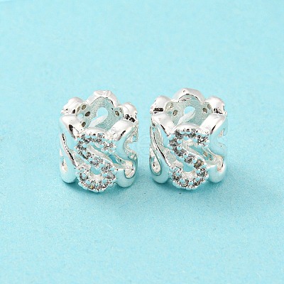 Brass Micro Pave Cubic Zirconia European Beads KK-H452-10S-1