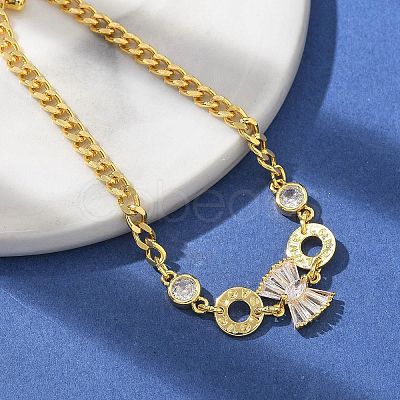 Brass Micro Pave Clear Cubic Zirconia Link Bracelets BJEW-U020-08G-1