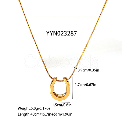 Stylish 304 Stainless Steel U-shaped Horseshoe Pendant Round Snake Chain Necklaces for Women LH2412-1