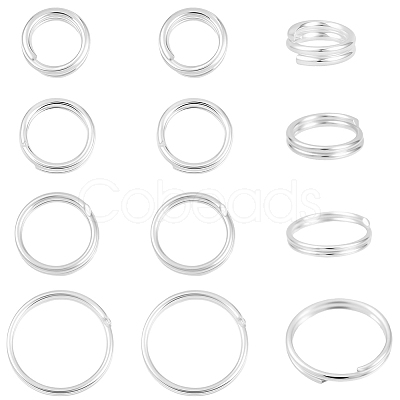 12Pcs 4 Styles 925 Sterling Silver Split Rings STER-BBC0008-55-1