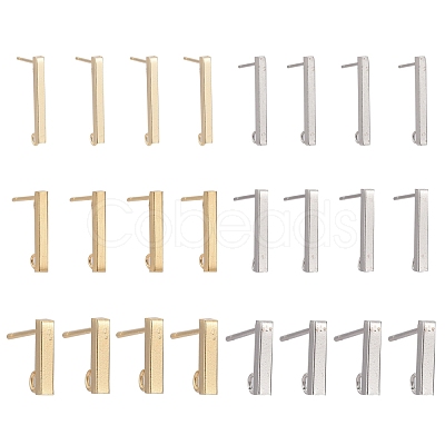 24Pcs 3 Size 304 Stainless Steel Stud Earring Findings STAS-LS0001-07-1