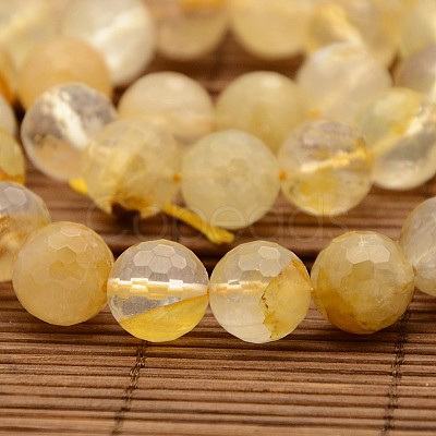 Natural Gemstone Yellow Hematoid Quartz Beads Strands G-N0078-F12mm-10-1