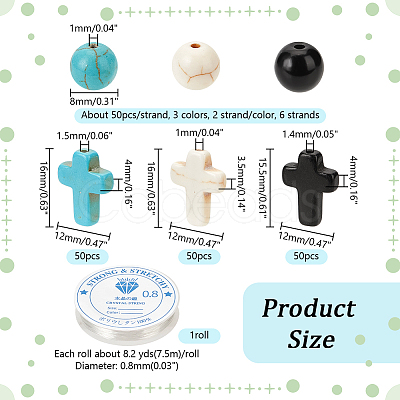 DIY Synthetic Turquoise Round & Cross Bracelets Making Kits DIY-NB0012-31-1