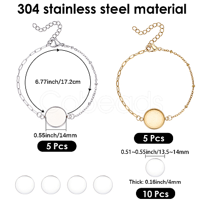 10Pcs 2 Colors 304 Stainless Steel Paperclip Chain Satellite Chain Bracelet Making BJEW-SP0001-31-1