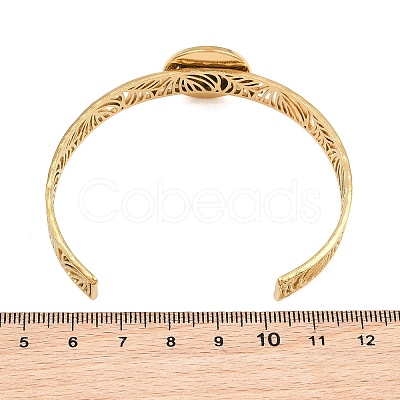 304 Stainless Steel Blank Cuff Bangle Bases with Flat Round Tray SA-CBA82C8-04B-G-1