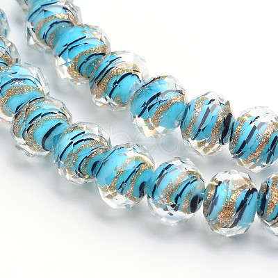 Handmade Gold Sand Lampwork Rondelle Beads Strands LAMP-I010-C-04-1