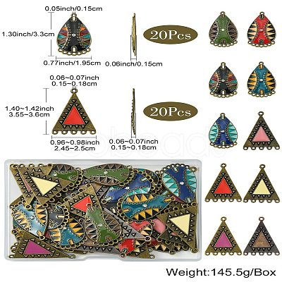 40Pcs 10 Styles Alloy Enamel Chandelier Component Links FIND-CJ0001-81-1